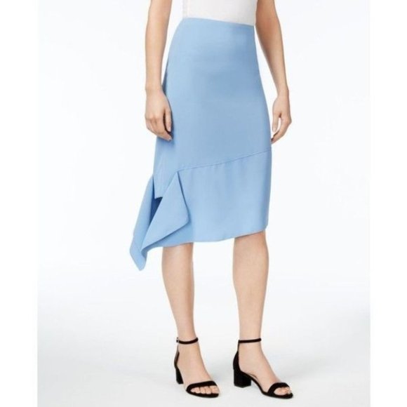 "ANNE KLEIN" PACIFIC BLUE CASUAL ASYMMETRICAL CAREER SKIRT SIZE: 12 NWT $89 - Picture 1 of 3